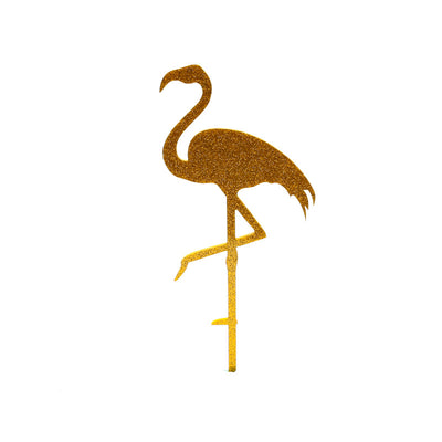 Gold glitter flamingo cake topper