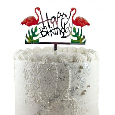 Happy Birthday Flamingo acrylic cake topper