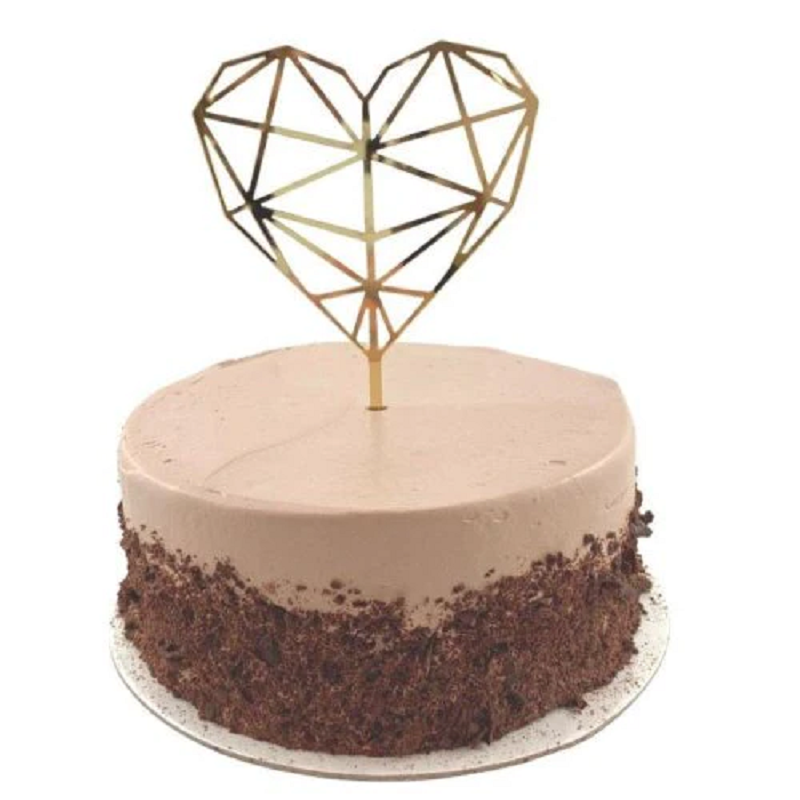 Geometric hexagonal gold acrylic cake heart cake topper