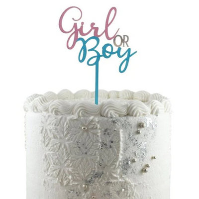 Gender Reveal Baby Shower acrylic topper Girl or Boy?