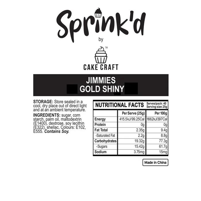 Gold metallic hail jimmies sprinkles 500g BULK