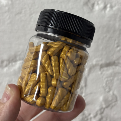 Gold metallic spiral seashell sprinkles 100ml jar by Kiwicakes