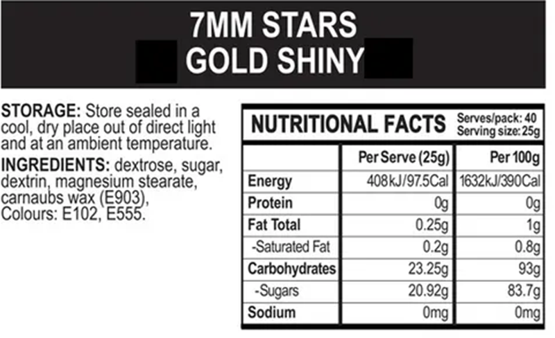 Information label for the gold stars