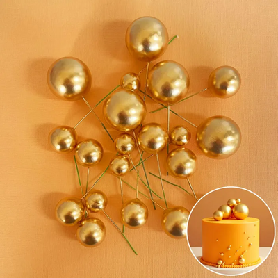 Gold foam ball deco toppers 20 pieces