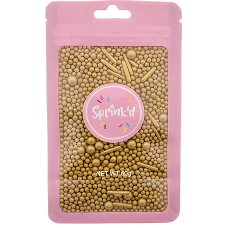 Gold balls and rods sprinkles Metallic mix 60g