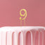 Gold metal numeral 9 cake topper pick