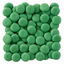 A dense cluster of small, round, green candy-coated chocolates arranged in a square pattern on a clean white background.