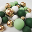 Green, white & gold foam ball deco toppers 32 pieces