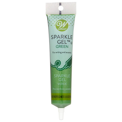 Green tube of Sparkle Gel with Wilton logo on a white background