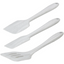 Three white spatulas with different shapes on a white background