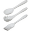 Set of three white kitchen utensils on a white background