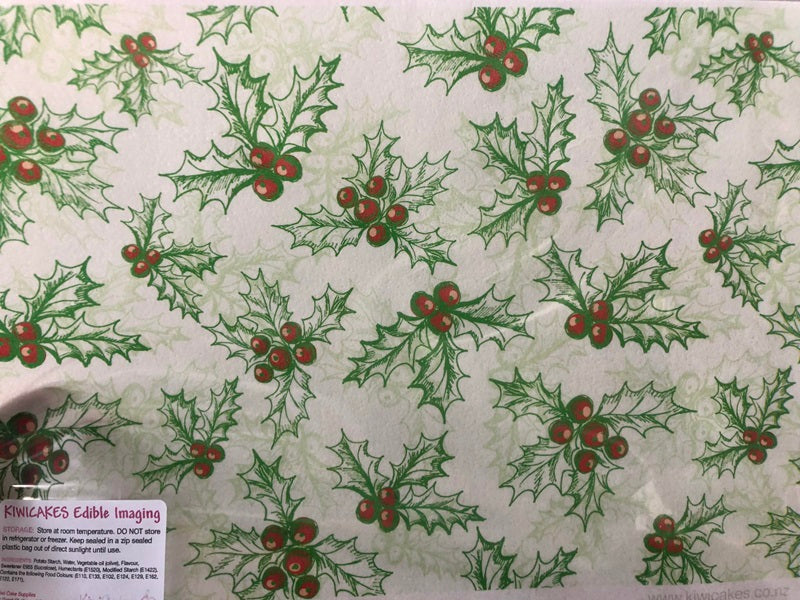 Wafer paper sheet Christmas Holly