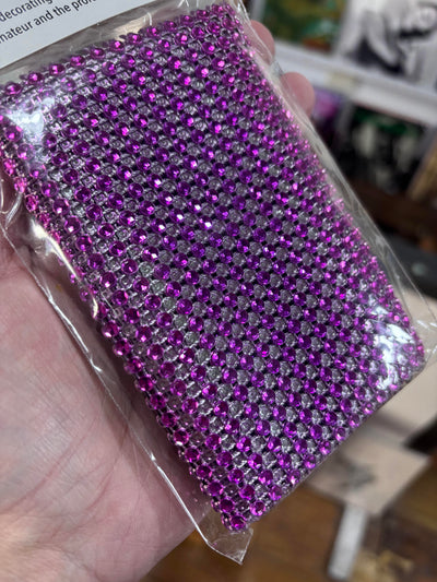 Diamante wrap ribbon cut to width - Fuchsia purply pink 1 metre
