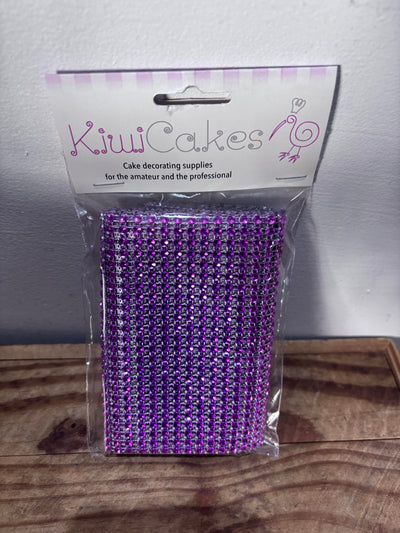 Diamante wrap ribbon cut to width - Fuchsia purply pink 1 metre