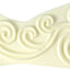 An off-white plastic cutter featuring a , embossed swirling wave pattern across its surface.