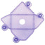 purple plastic cutter template for an envelope, prior to being folded up. Made by Jem
