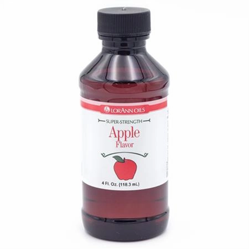 Bottle of LorAnn Oils Super-Strength Apple Flavor on a white background