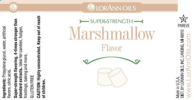 LorAnn Oils Super-Strength Marshmallow Flavour label with marshmallow illustration and branding.