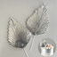 Paper palm leaf fan decorative cake topper 2 per pack Metallic Silver