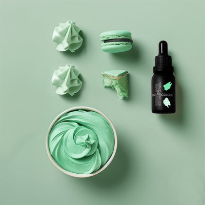 Minty fresh gel colour by sprinks with icing examples of colour