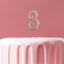 Silver metal numeral 3 cake topper pick