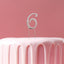 Silver metal numeral 6 cake topper pick