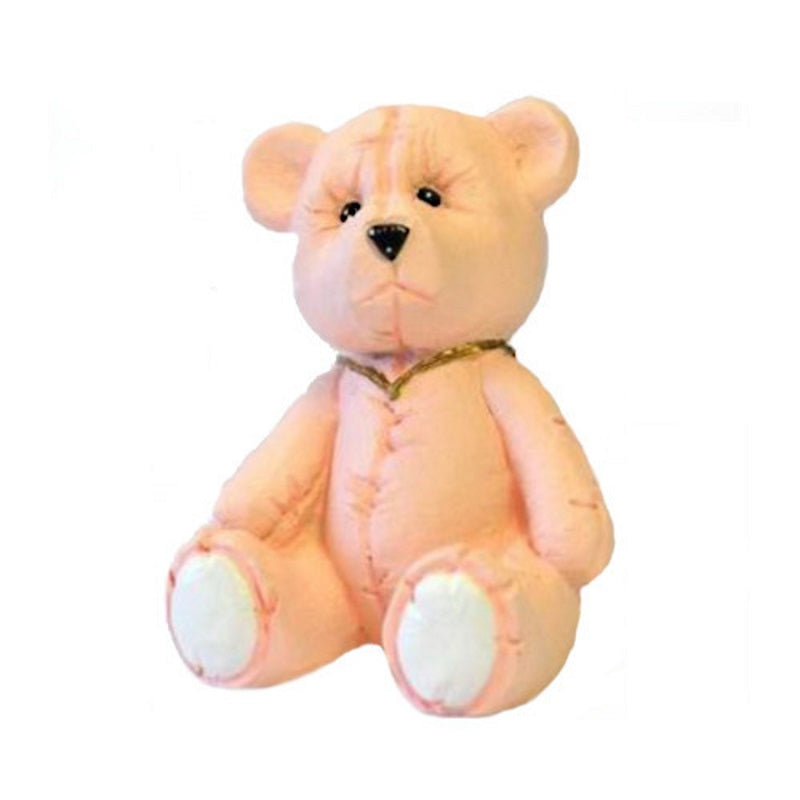 Pastel pink teddy bear polystone cake topper 60mm tall