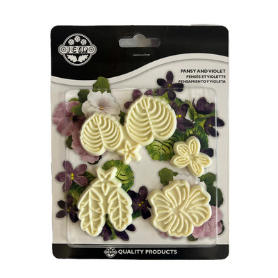 Packaged floral icing cutters with a visible brand logo on a white background