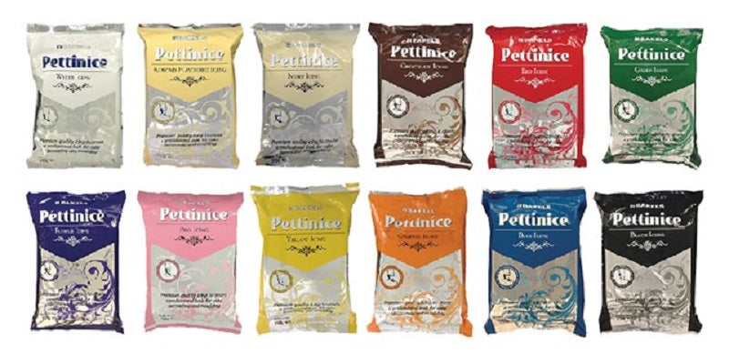 colour range of Bakels pettinice fondant icing packs