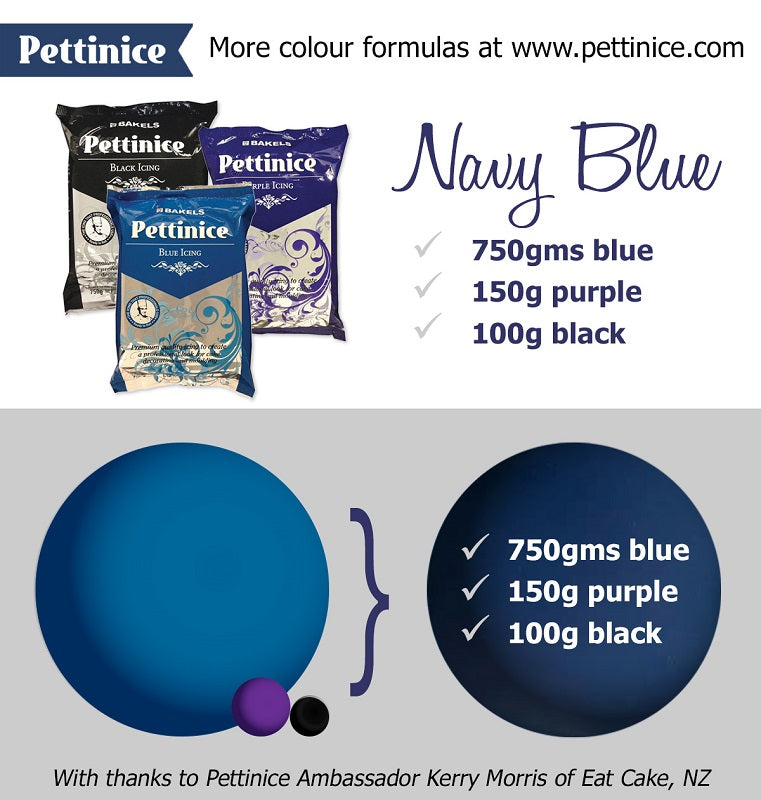 Colour mixing chart to create navy blue icing