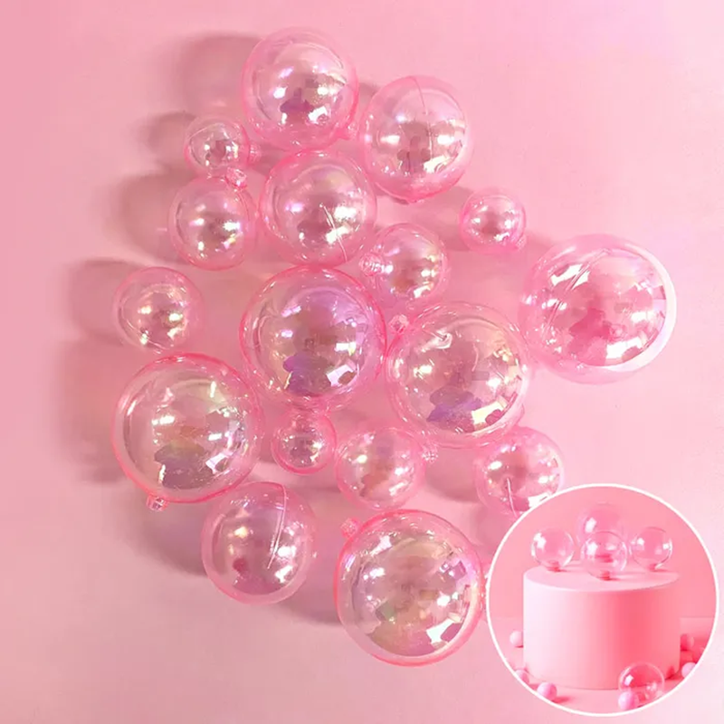 Irridescent Pink ball deco toppers 20 pieces