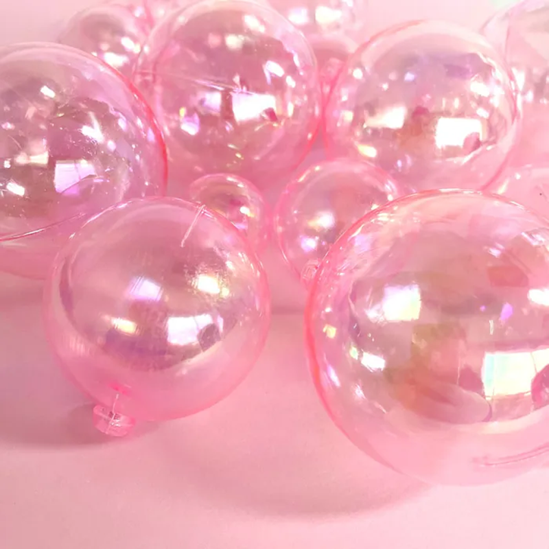 Irridescent Pink ball deco toppers 20 pieces
