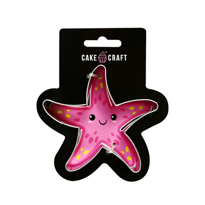 Pink starfish-shaped cookie cutter on a Cake Craft branded card