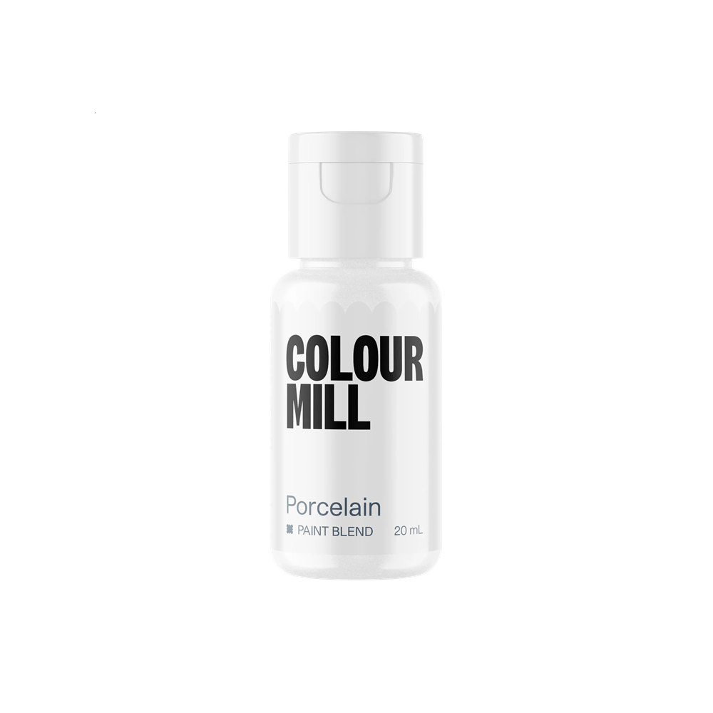Bottle of Colour Mill Porcelain paint blend on a white background