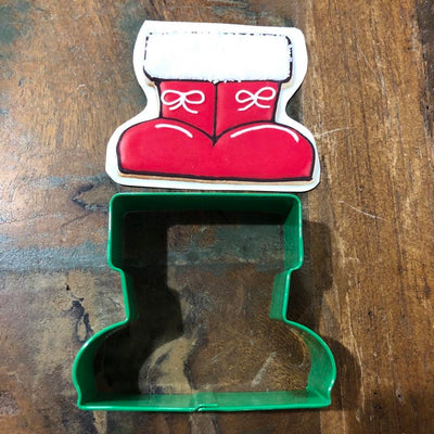 Christmas Santa Boots Green Metal Cookie Cutter