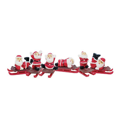 Santa on sleigh cake toppers pack of 6 assorted