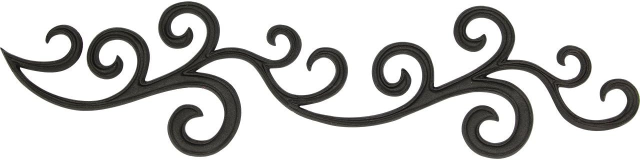 A black scrollwork decorative border or filigree trim with curved, swirling motifs on a plain white background.