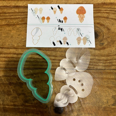 Seashell or Jellyfish Cookie cutter with matching stencils