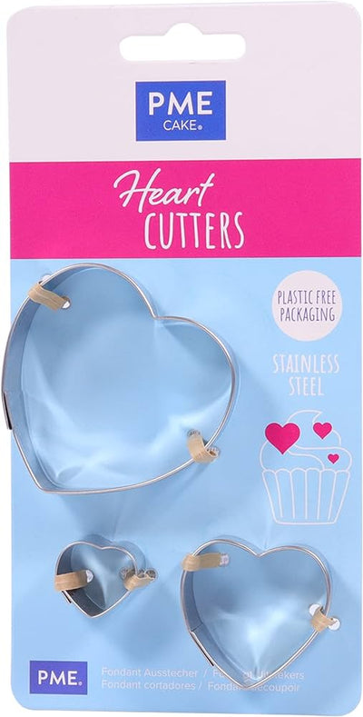 Stainless steel set of 3 mini cutters HEARTS