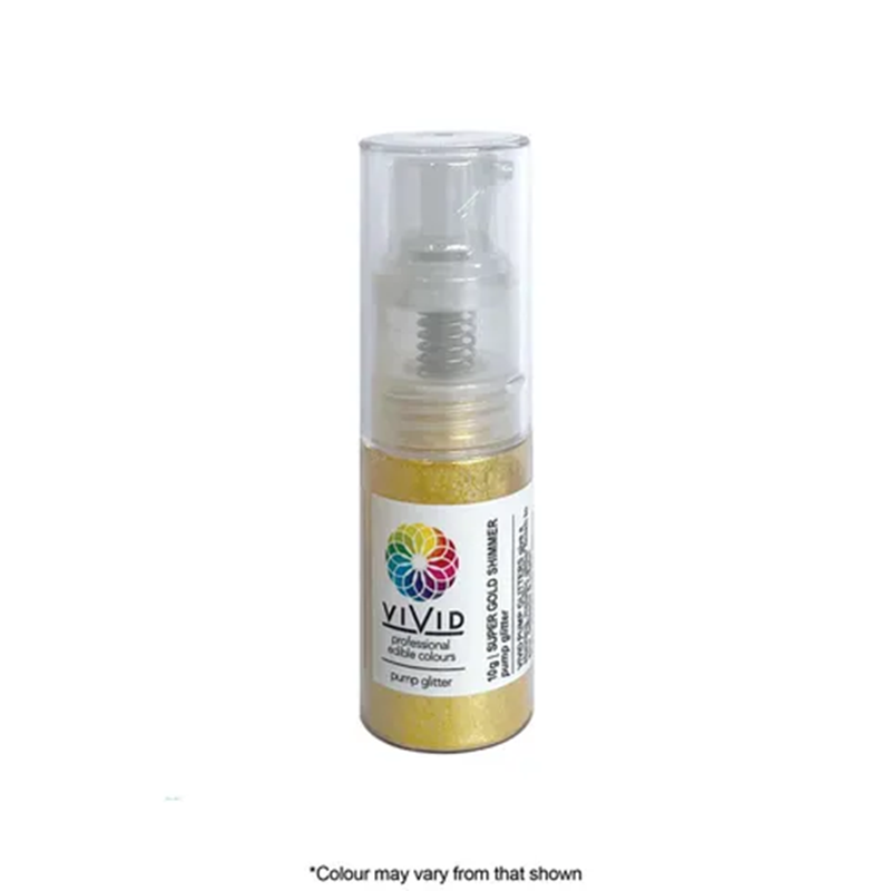 Edible glitter pump 10g by Vivid Super Gold SHIMMER
