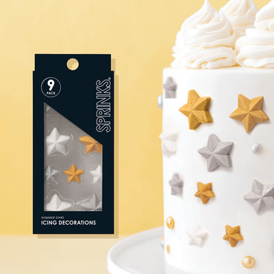 Sugar icing decorations Shimmer stars pack of 9