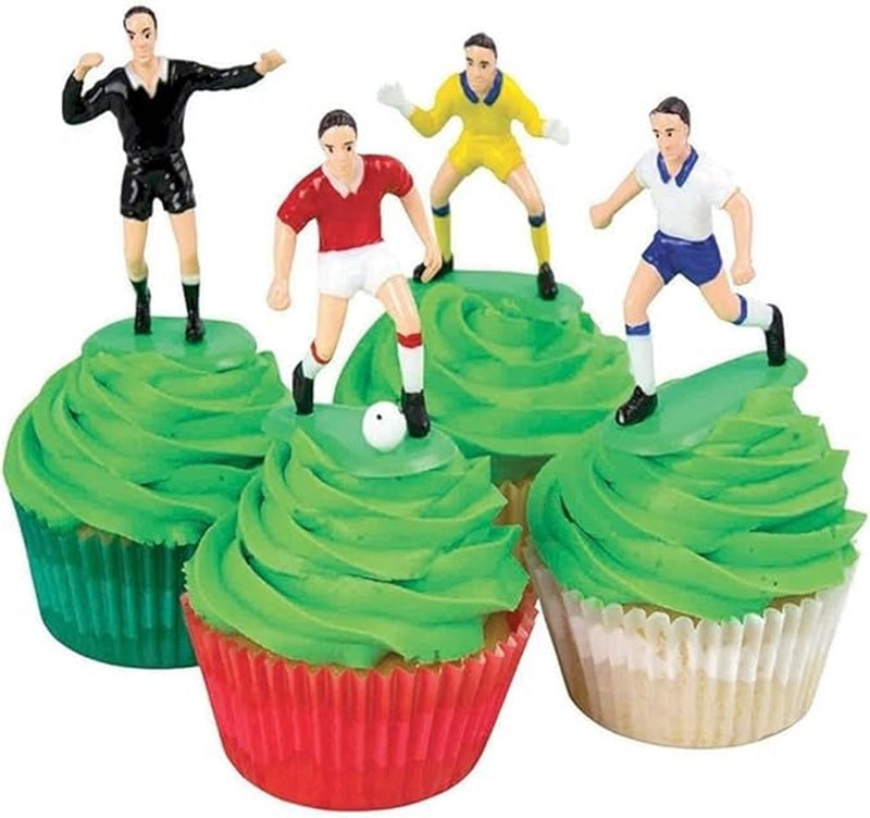 Soccer football cake topper set players and goals