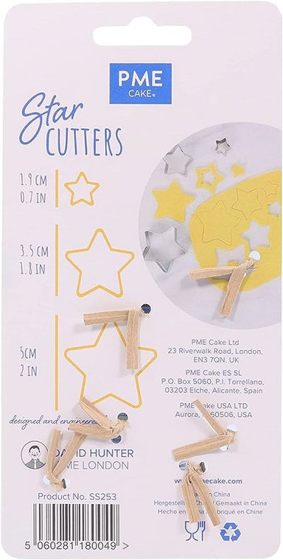 Stainless steel set of 3 mini cutters STARS