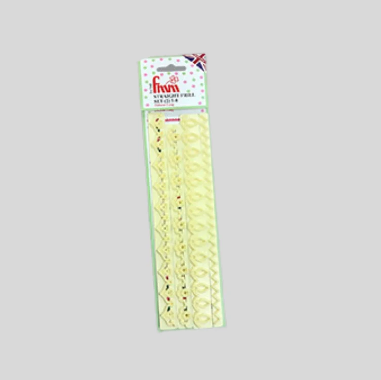 A package of four yellow plastic fondant cutters  in a clear blister pack with a white header card, shown against a solid gray background. by FMM