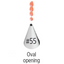 Metallic cone-shaped piping tip nozzle with '#55' and 'Oval opening' text on a white background