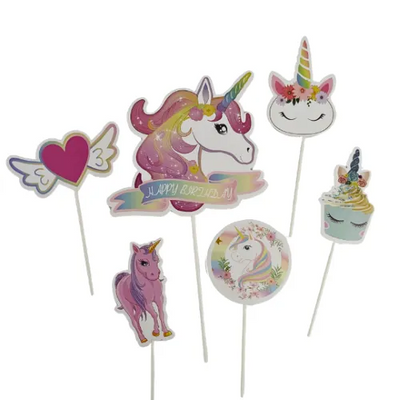 Unicorn cake topper 6 piece set