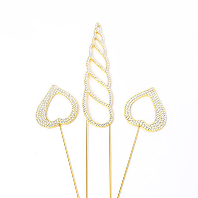 Unicorn Horn and ears Gold metal and diamante set