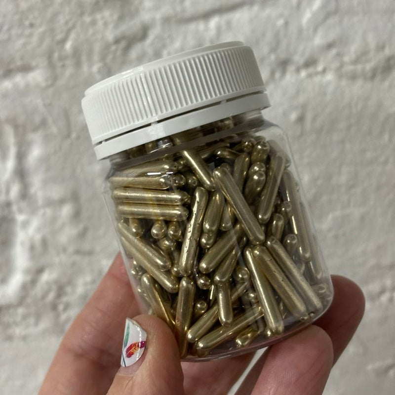 Vintage Gold rods cachous jar by Kiwicakes 104ml jar - Kiwicakes