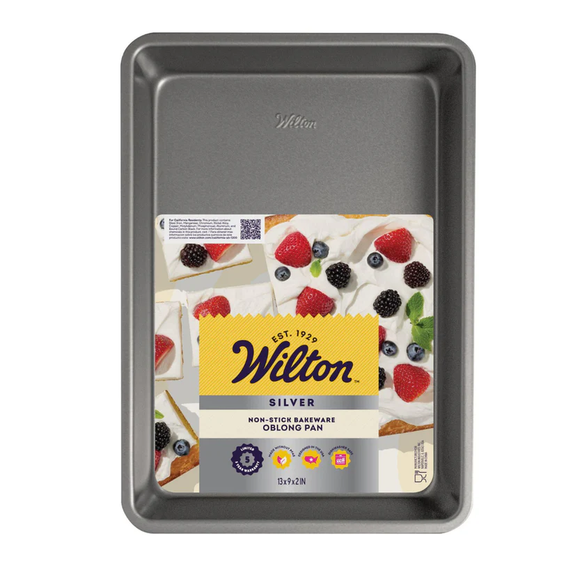 Wilton baking pan with a label on a white background