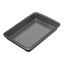 Gray rectangular baking tray on a white background